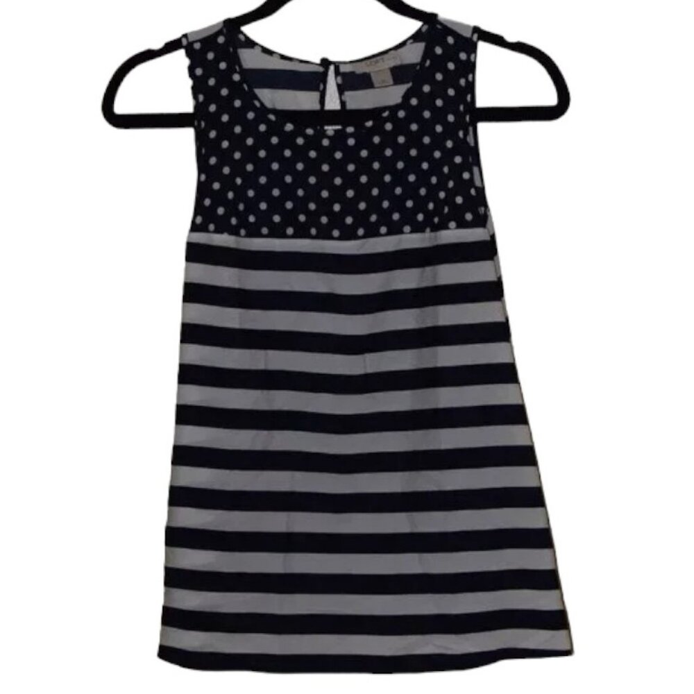 Women's LOFT Navy Blue & White Nautical Blouse - Size M